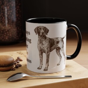 11oz Funny German Shorthaired Pointer Mug, Black, lifestyle photo