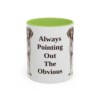 11oz Funny German Shorthaired Pointer Mug, Light Green, front view