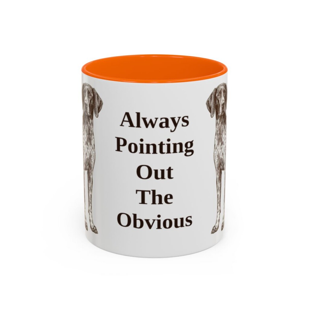 11oz Funny German Shorthaired Pointer Mug, Orange, front view