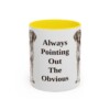 11oz Funny German Shorthaired Pointer Mug, Yellow, front view