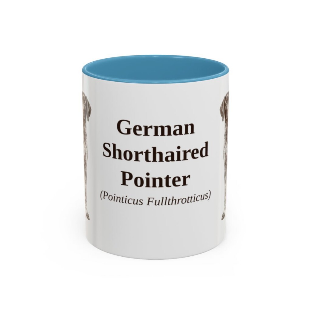 11oz-german-shorthaired-pointer-mug-latin-light-blue 11oz German Shorthaired Pointer Latin Mug, Light Blue, front view