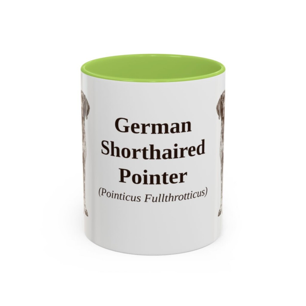 11oz-german-shorthaired-pointer-mug-latin-light-green 11oz German Shorthaired Pointer Latin Mug, Light Green, front view