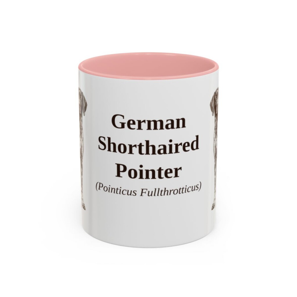 11oz-german-shorthaired-pointer-mug-latin-pink 11oz German Shorthaired Pointer Latin Mug, Pink, front view