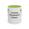 11oz German Shorthaired Pointer Mug, Light Green, front view