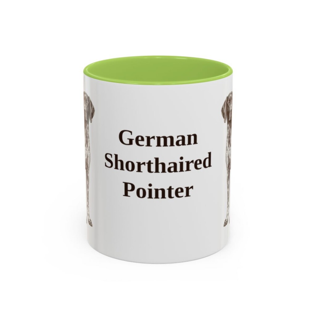 11oz German Shorthaired Pointer Mug, Light Green, front view