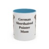 11oz German Shorthaired Pointer Dog Mom Mug, Light Blue, front view