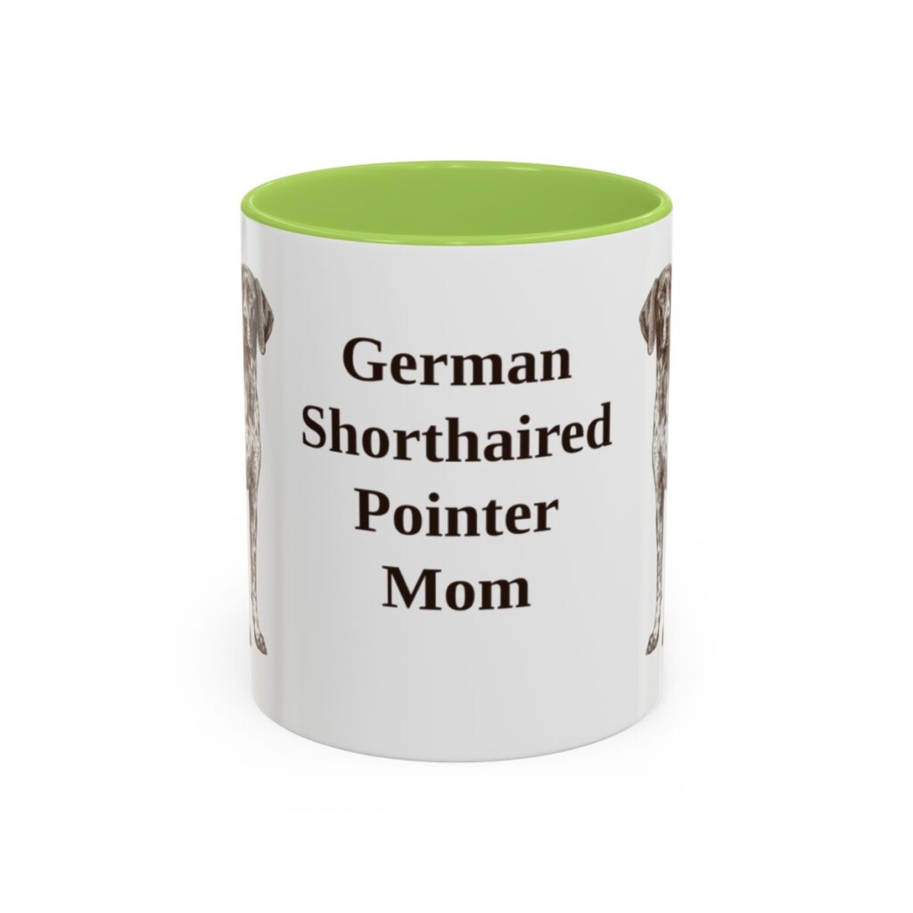 11oz German Shorthaired Pointer Dog Mom Mug, Light Green, front view