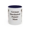 11oz German Shorthaired Pointer Dog Mom Mug, Navy, front view