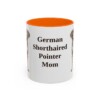 11oz German Shorthaired Pointer Dog Mom Mug, Orange, front view