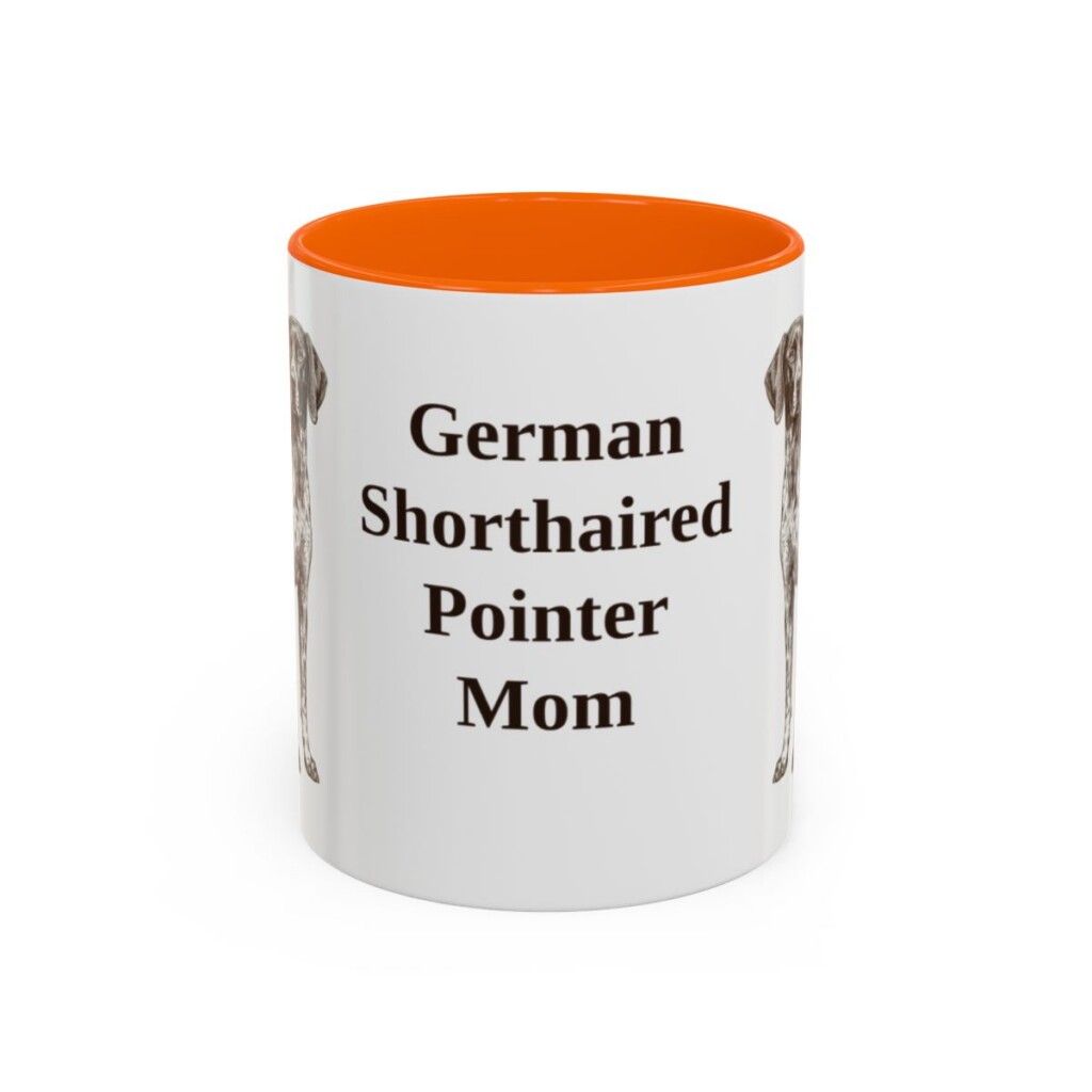 11oz German Shorthaired Pointer Dog Mom Mug, Orange, front view
