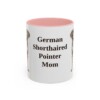 11oz German Shorthaired Pointer Dog Mom Mug, Pink, front view