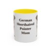 11oz German Shorthaired Pointer Dog Mom Mug, Yellow, front view