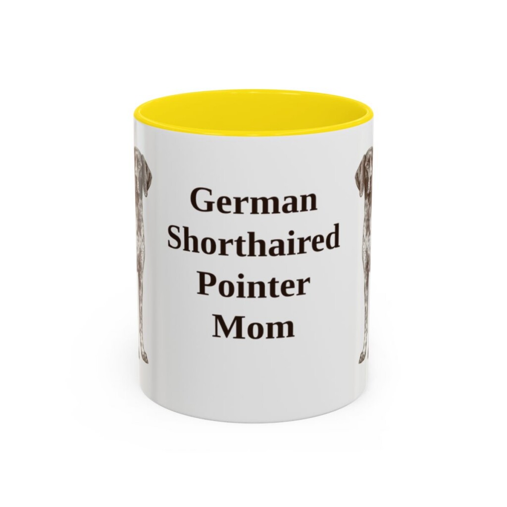 11oz German Shorthaired Pointer Dog Mom Mug, Yellow, front view