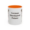 11oz German Shorthaired Pointer Mug, Orange, front view
