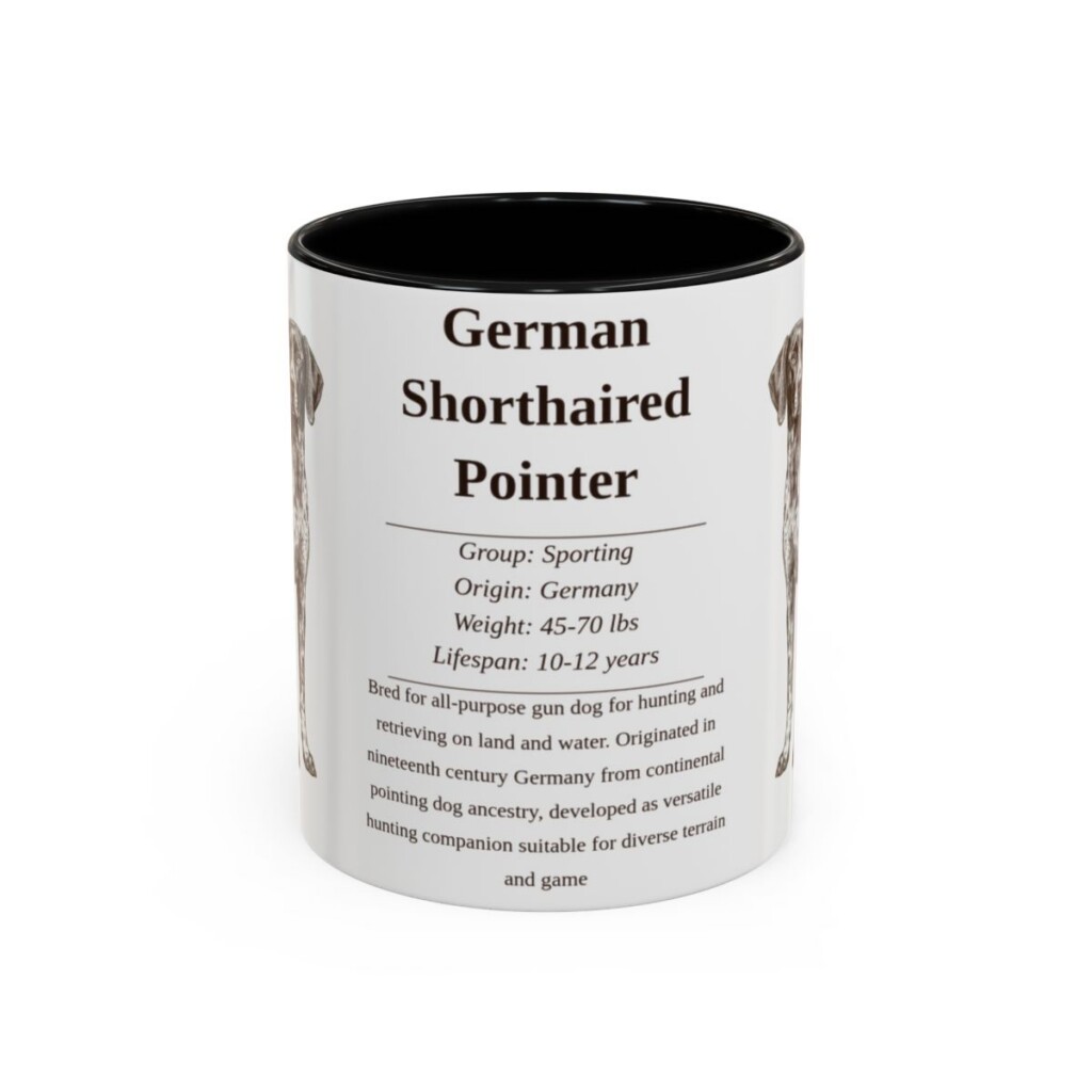 11oz German Shorthaired Pointer Mug, Black, front view