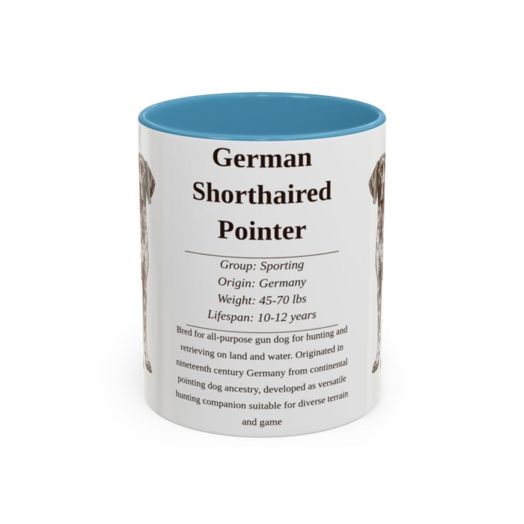 11oz German Shorthaired Pointer Mug, Light Blue, front view