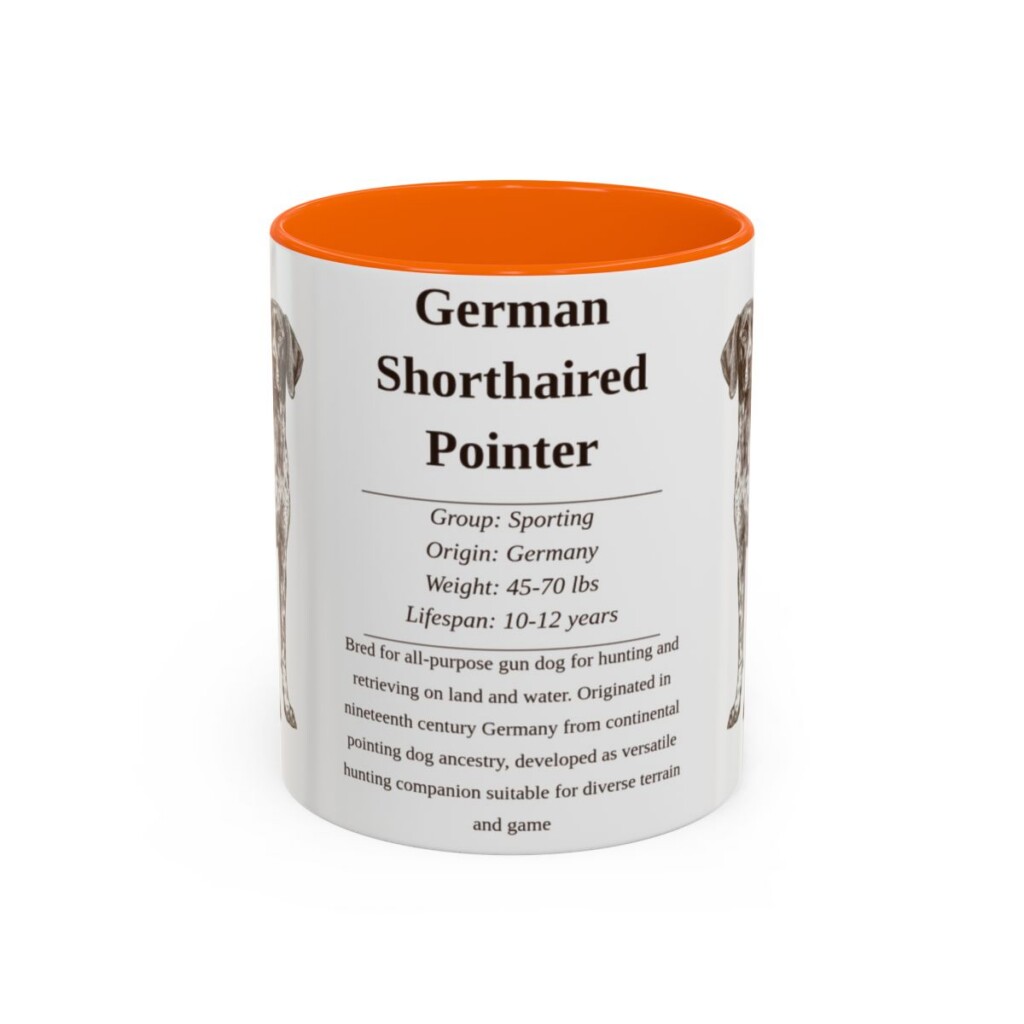 11oz German Shorthaired Pointer Mug, Orange, front view