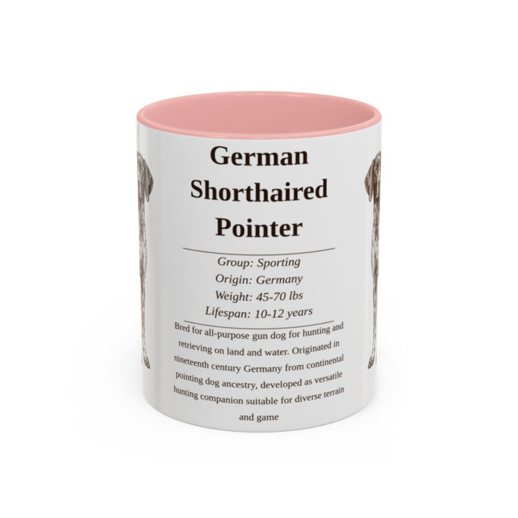 11oz German Shorthaired Pointer Mug, Pink, front view