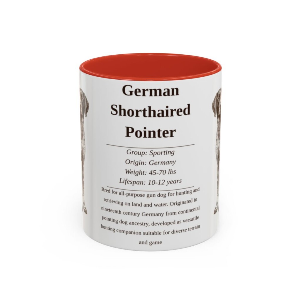 11oz German Shorthaired Pointer Mug, Red, front view
