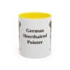 11oz German Shorthaired Pointer Mug, Yellow, front view