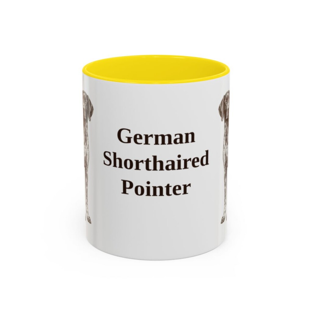 11oz German Shorthaired Pointer Mug, Yellow, front view