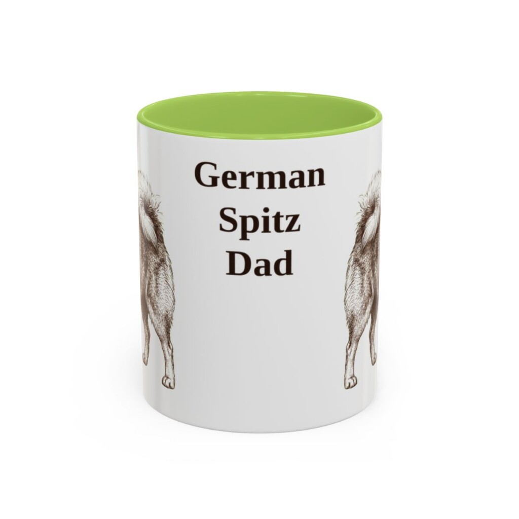 11oz German Spitz Dog Dad Mug, Light Green, front view
