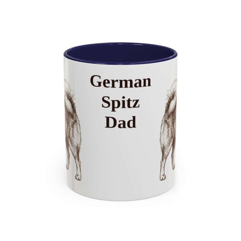 11oz German Spitz Dog Dad Mug, Navy, front view