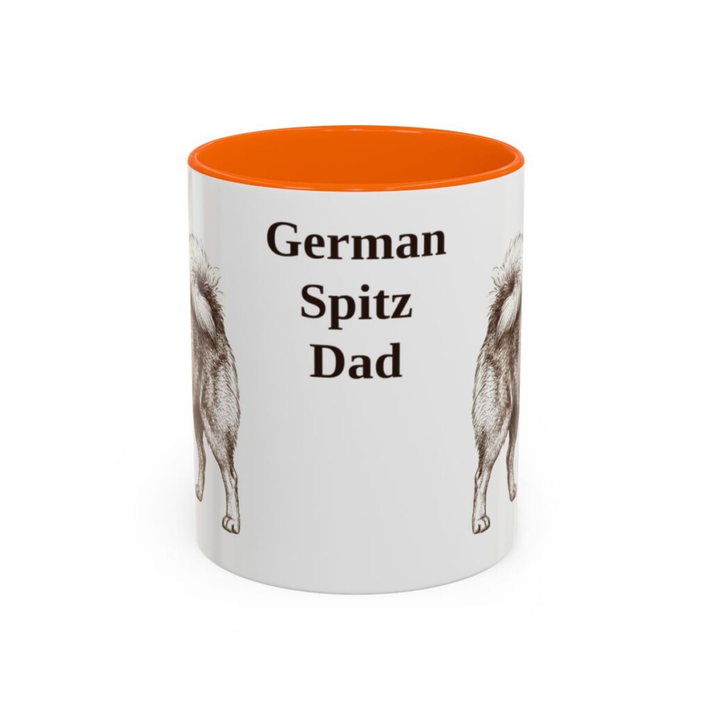 11oz German Spitz Dog Dad Mug, Orange, front view