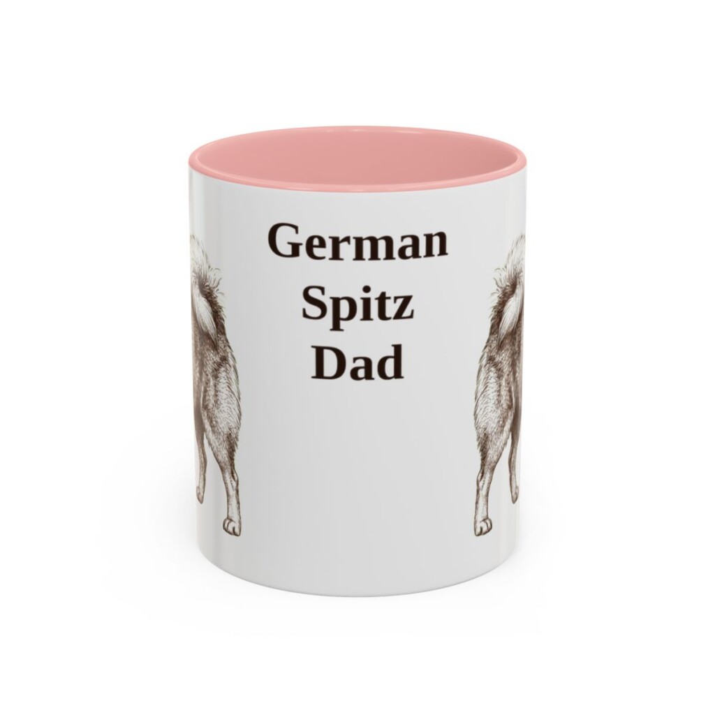 11oz German Spitz Dog Dad Mug, Pink, front view