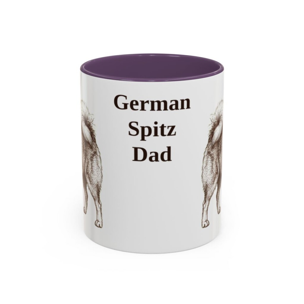 11oz German Spitz Dog Dad Mug, Purple, front view