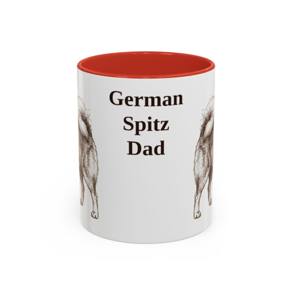 11oz German Spitz Dog Dad Mug, Red, front view