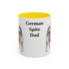 11oz German Spitz Dog Dad Mug, Yellow, front view