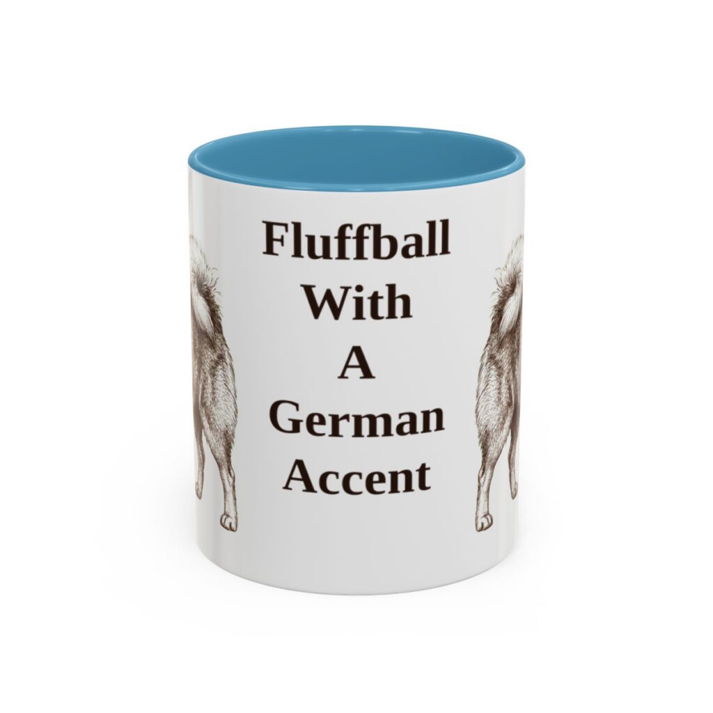 11oz Funny German Spitz Mug, Light Blue, front view