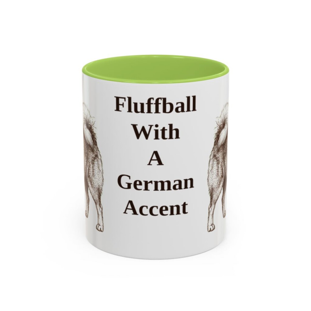 11oz Funny German Spitz Mug, Light Green, front view