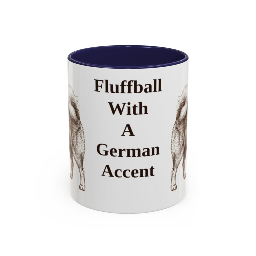 11oz Funny German Spitz Mug, Navy, front view