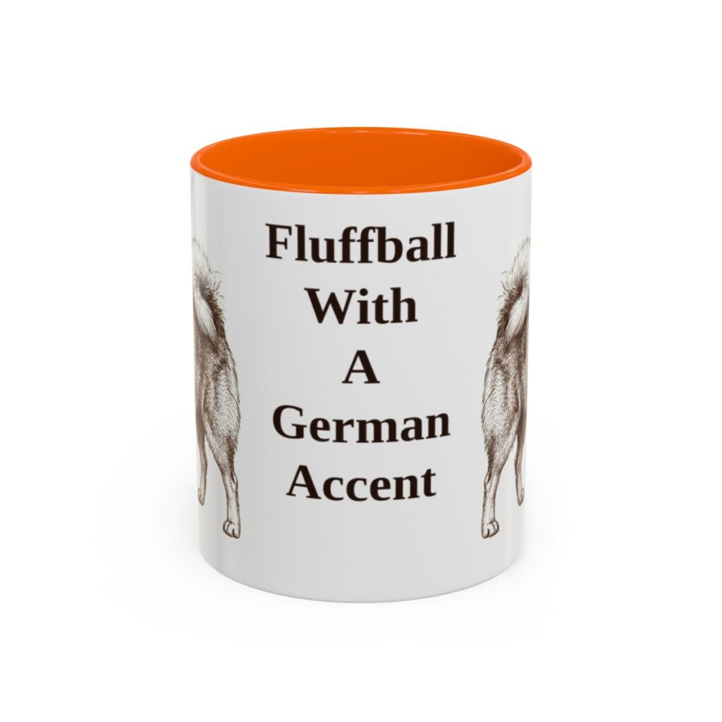 11oz Funny German Spitz Mug, Orange, front view