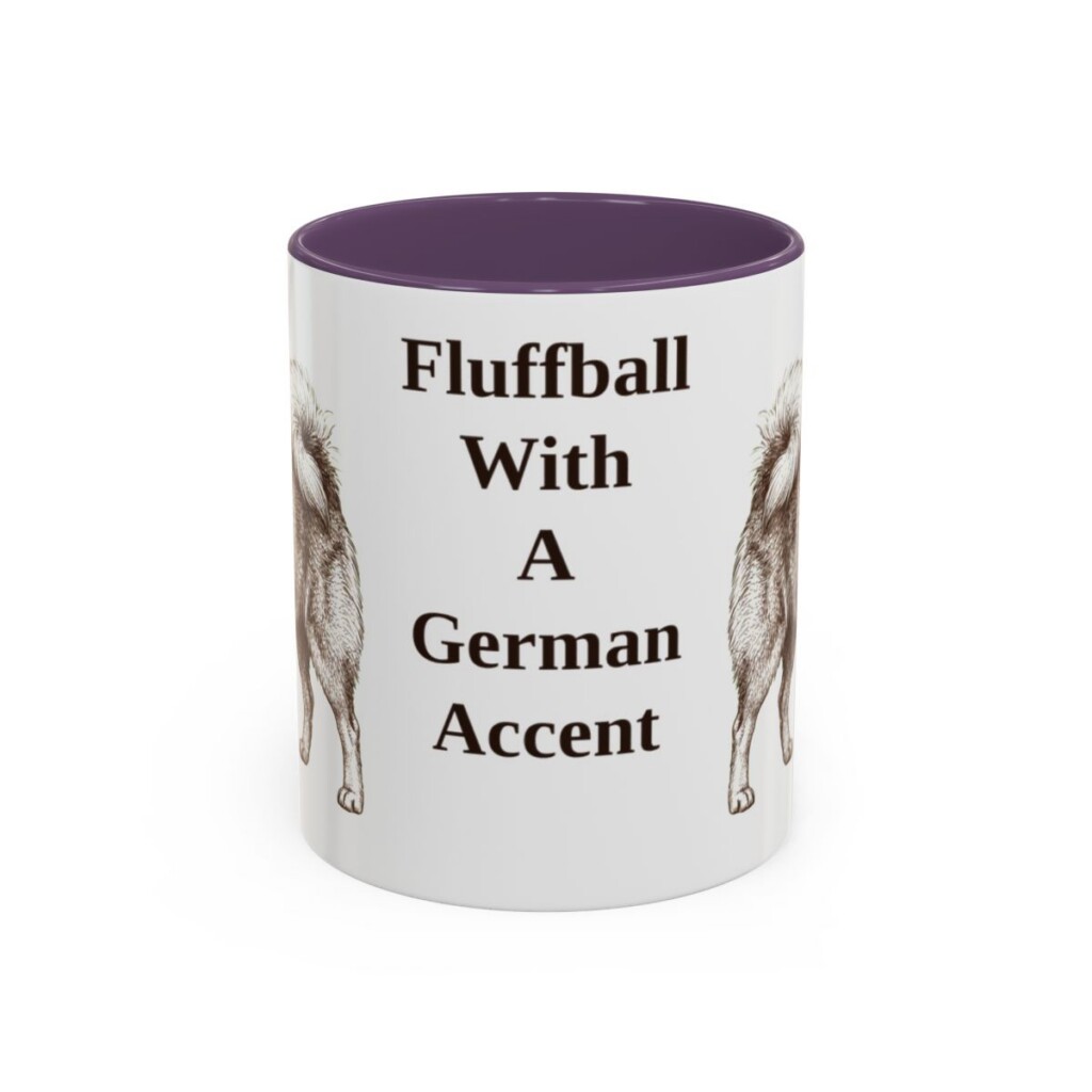 11oz Funny German Spitz Mug, Purple, front view