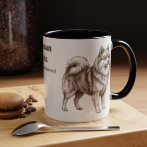 11oz German Spitz Latin Mug, Black, lifestyle photo