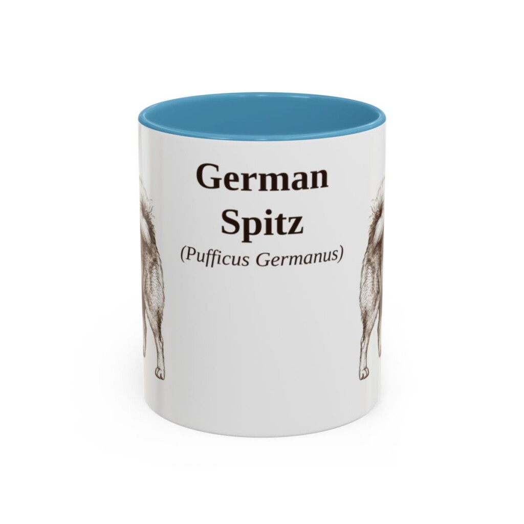 11oz-german-spitz-mug-latin-light-blue 11oz German Spitz Latin Mug, Light Blue, front view