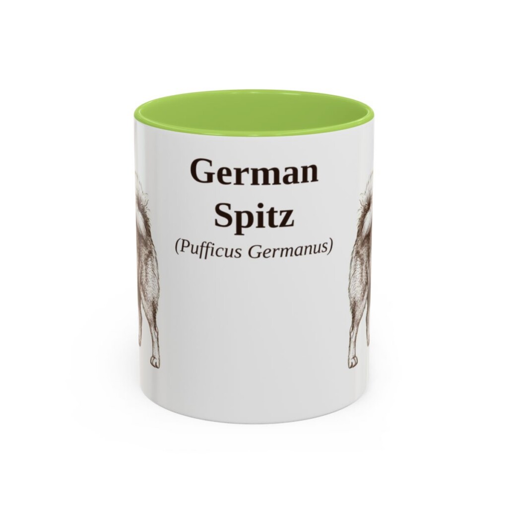 11oz-german-spitz-mug-latin-light-green 11oz German Spitz Latin Mug, Light Green, front view