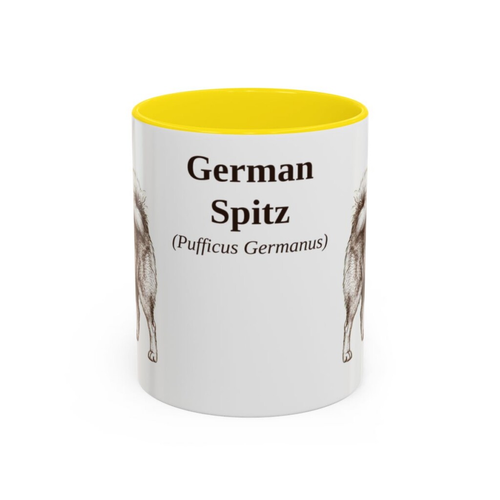 11oz-german-spitz-mug-latin-yellow 11oz German Spitz Latin Mug, Yellow, front view