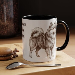 11oz German Spitz Dog Mom Mug, Black, lifestyle photo
