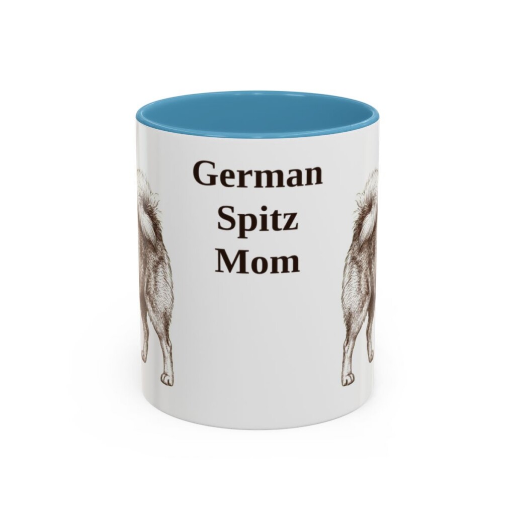 11oz German Spitz Dog Mom Mug, Light Blue, front view