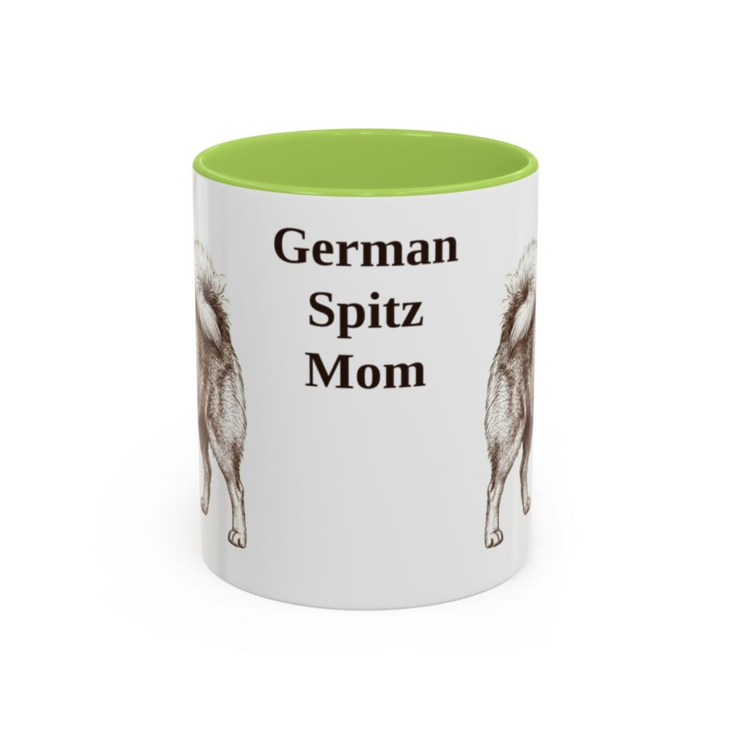 11oz German Spitz Dog Mom Mug, Light Green, front view