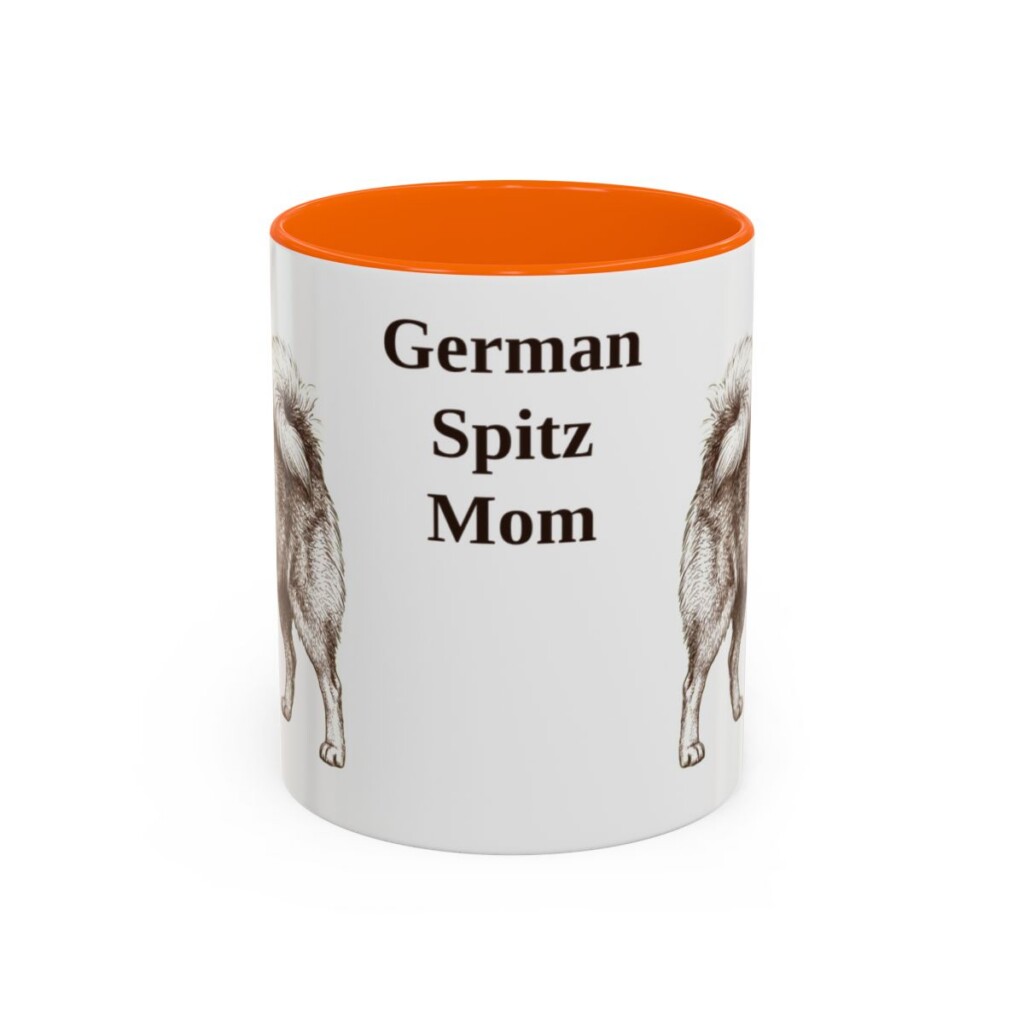 11oz German Spitz Dog Mom Mug, Orange, front view