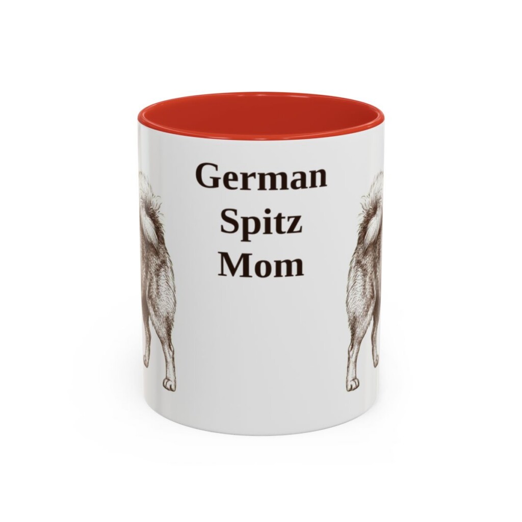11oz German Spitz Dog Mom Mug, Red, front view
