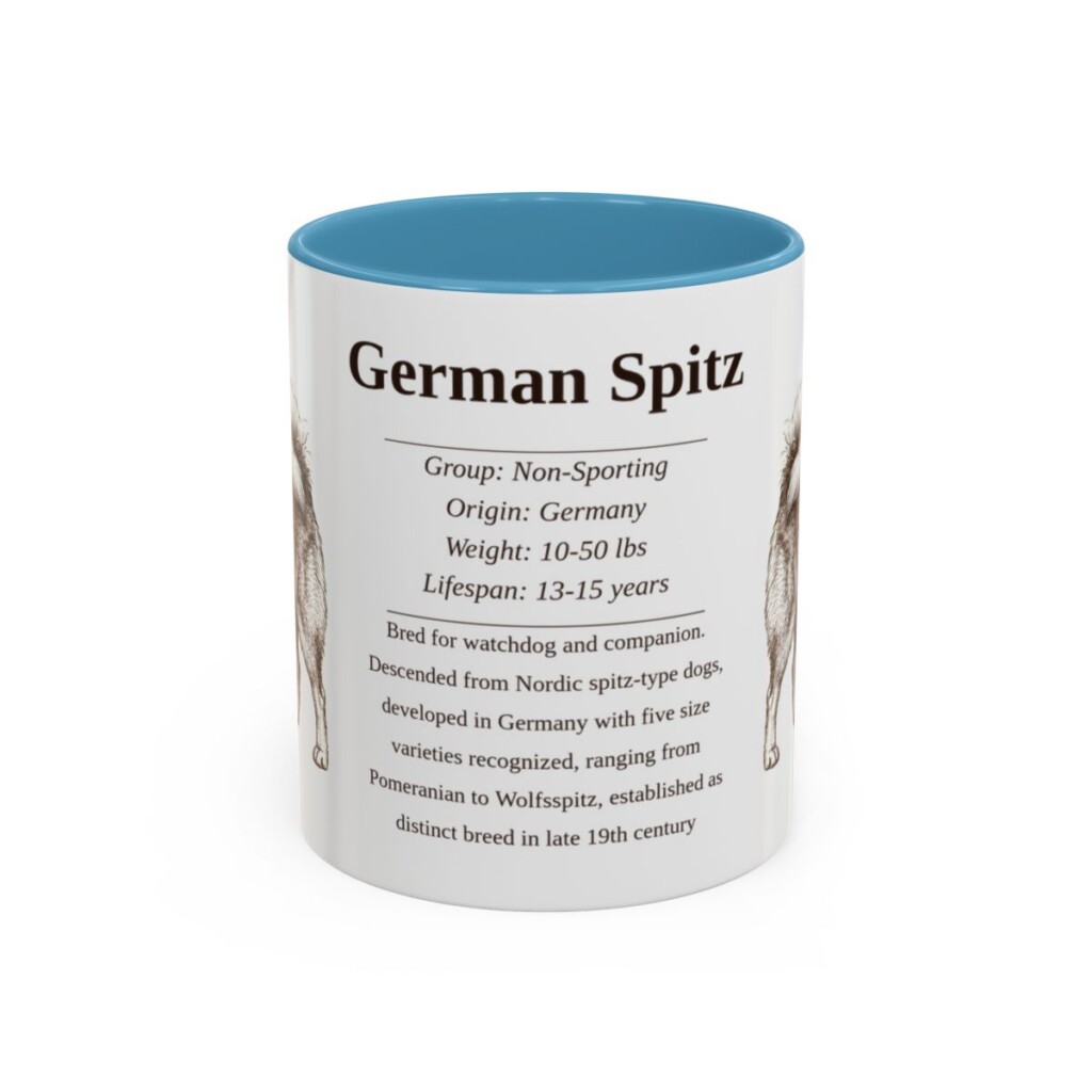 11oz German Spitz Mug, Light Blue, front view