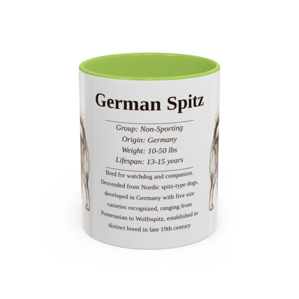 11oz German Spitz Mug, Light Green, front view