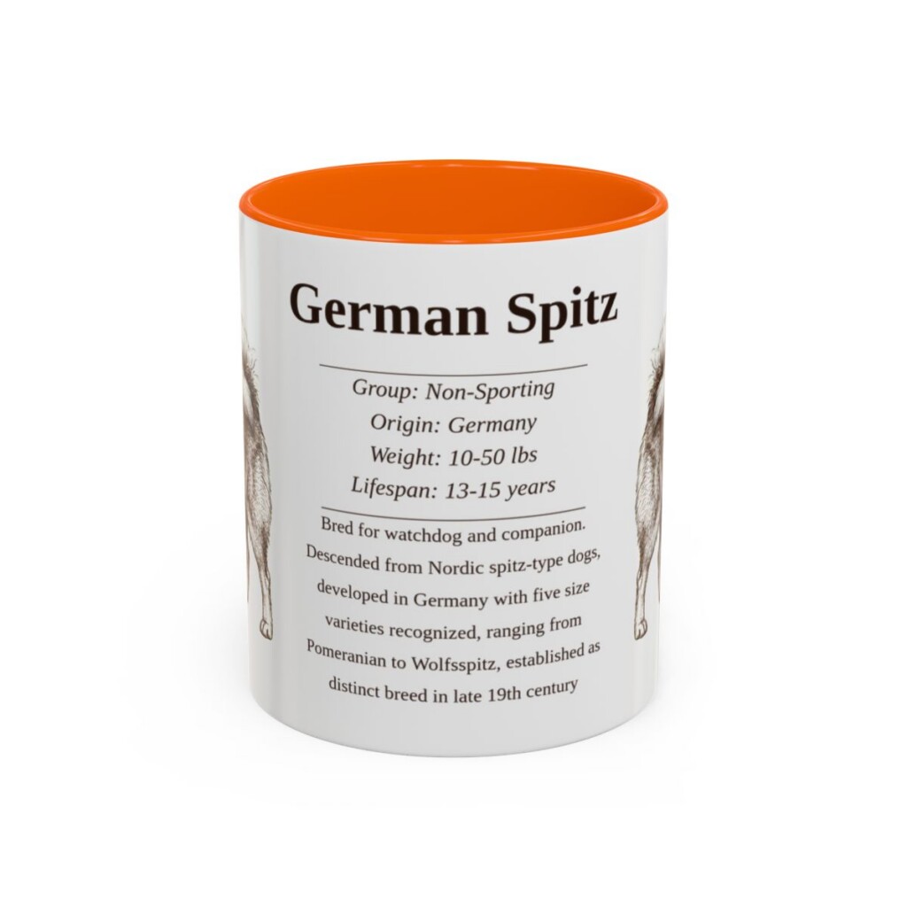 11oz German Spitz Mug, Orange, front view