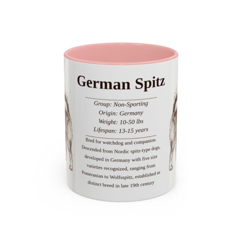 11oz German Spitz Mug, Pink, front view